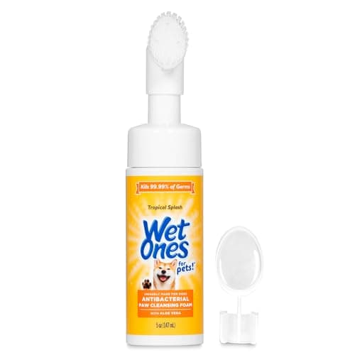 Wet Ones for Pets Antibacterial Dog Paw Cleaner with Built-in Scrubber Brush, Tropical Splash Scent - Foaming Cleanser for Dog Paws - Paw Washer & Grooming Care, 5 Ounce — view 5