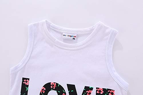 Mud Kingdom Top and Skirt Set for Little Girls Pink Love Letter Print Sleeveless Tank Top Floral Skirt 2 Piece Outfit Size 7-8 — view 4