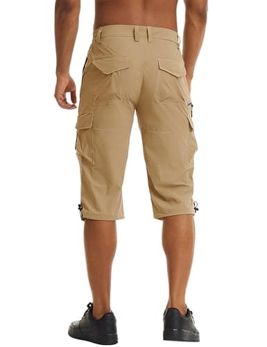 TACVASEN Training Shorts for Men Outdoors Athletic Workout Shorts Relaxed Fit Cargo Short Quick Dry Pockets Khaki, 34 — view 2