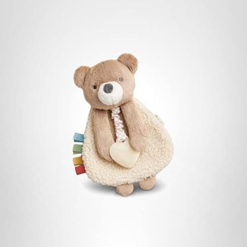 Itzy Ritzy - Itzy Lovey Including Teether - Baby Lovey with Teether, Textured Ribbons & Dangle Arms - Features Crinkle Sound, Sherpa Fabric and Minky Plush (Bear) — view 7