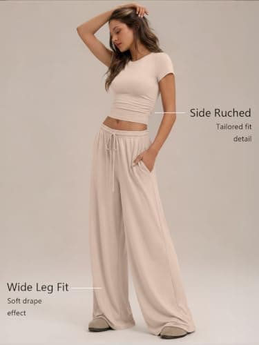 Trendy Queen Womens Petite 2 Two Piece Set 2026 Summer Workout Beach Vacation Cruise Gym Clothes Spring Fashion Lounge Matching School Comfy Airport Travel Outfit Athleisure Clothing — view 2