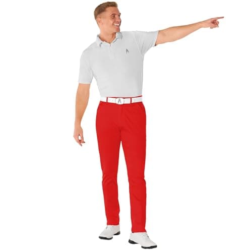 Royal & Awesome Red Golf Pants Men, Crazy Golf Pants for Men, Chino Pants for Men, Mens Pants Slim Fit, Men Pants Casual, Red Pants Men — view 2