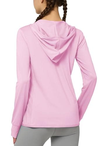 Willit Women's UV Shirts UPF 50+ Long Sleeve Sun Protection Jacket Hooded SPF Shirts with Pockets Pink 3XL