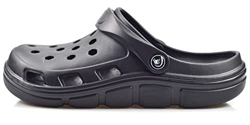 PIMIO Garden Clogs for Women and Men,Slip On Work Shoes with Arch Support,Womens Mens Quick-Dry Water Shoes Casual Sandals,Comfortable Slippers B Black