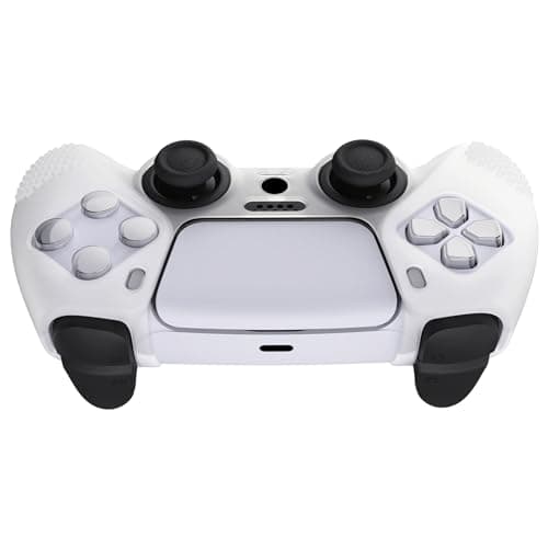 eXtremeRate PlayVital Glow in Dark - Green 3D Studded Edition Anti-Slip Silicone Cover Skin for ps5 Controller, Soft Rubber Case Protector for ps5 Wireless Controller with 6 Black Thumb Grip Caps — view 5