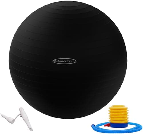 BalanceFrom Anti-Burst and Slip Resistant Exercise Ball Yoga Ball Fitness Ball Birthing Ball with Quick Pump, 2,000-Pound Capacity, Black, 30-inch, XL