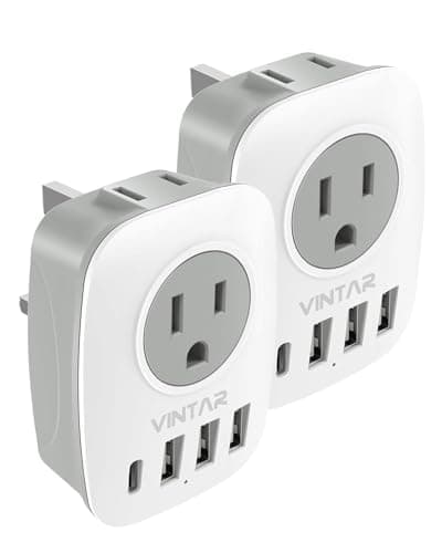 VINTAR 2 Pack Canada to UK Ireland Plug Adapter, Type G Travel Adapter