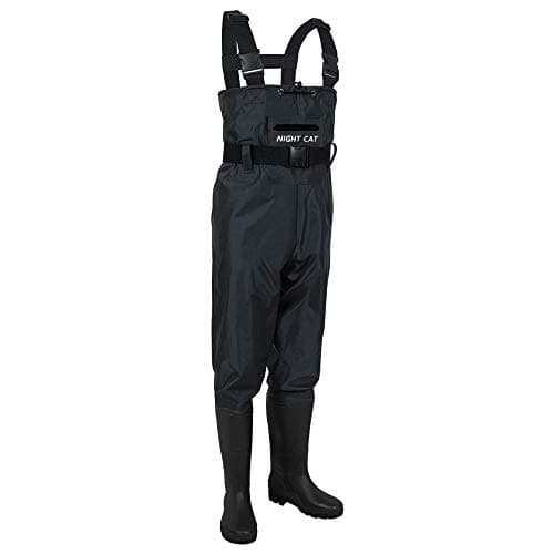 Night Cat Waterproof Fishing Waders: Hunting Chest Wader with Bootfoot Belt Breathable Lightweight Black Size Men 11 Women 12