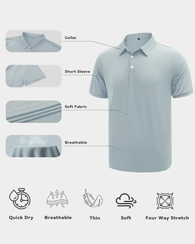 KUYIGO 3 Pack Mens Polo Shirts Quick Dry Moisture Wicking Golf Shirt,M — view 4