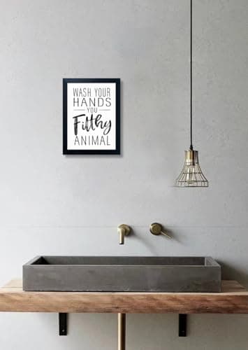 Bathroom Quotes Wall Decor, Black and White Bathroom Wall Art, Toilet Decor Signs Small Black Framed Canvas Art for Kid's Washroom — view 3
