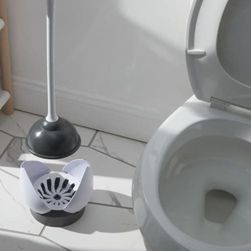 Clorox Toilet Plunger with Hideaway Holder Caddy Heavy-Duty Compact Design with Non-Skid Rubber Base for Bathroom Convenient Storage Toilet Unclogger, 6.5x19.5-Inch, White — view 6