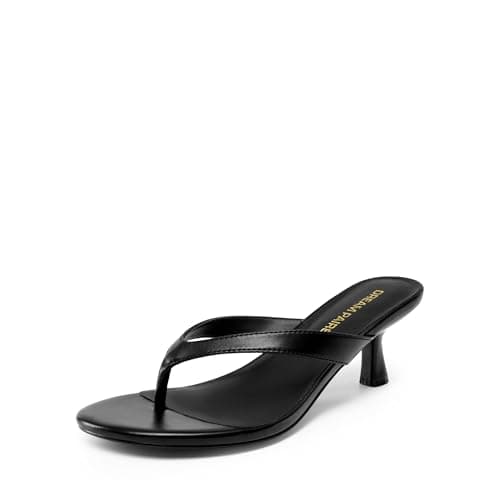 DREAM PAIRS Women's Dress Kitten Heel Sandals Flip Flops,Black,8
