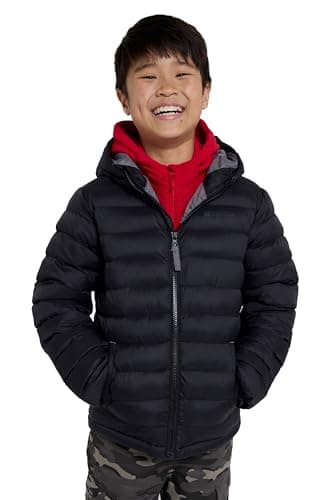 Mountain Warehouse Seasons Kids Padded Puffer Jacket - Boys & Girls Black Kids 11-12 Yrs (140-152 cm)