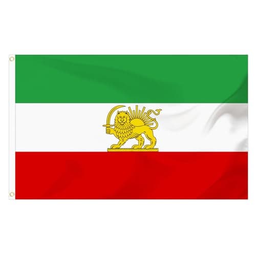 Iran Flag with Lion and Sun 3 X 5 Ft, Iranian Flag Persian Flag for Garden and Outdoor Decoration, Polyester (A)