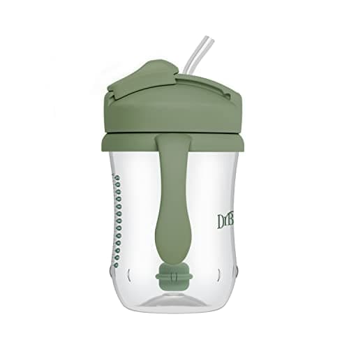 Dr. Brown's Milestones Baby's First Straw Cup, Training Cup with Weighted Straw, 9 oz/270 mL, BPA-free, 6m+, Coral/Olive Green, 2-Pack — view 12