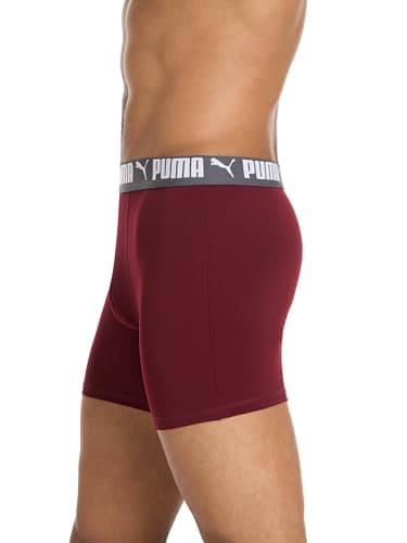 Puma Men's 5 Pack Performance Boxer Briefs, Ruby/Blue/Black/Grey, Medium — view 3