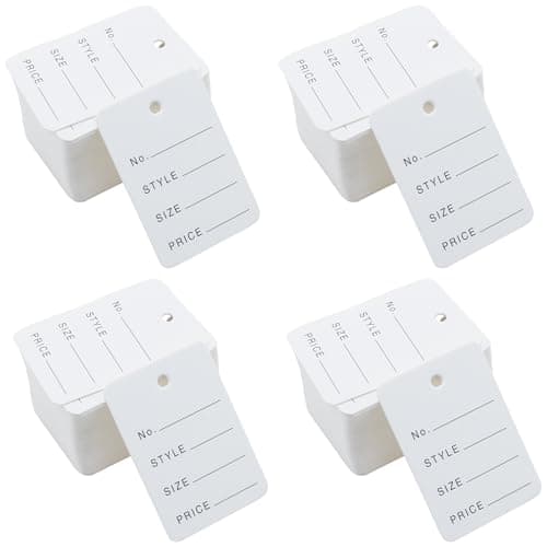 3000 PCS White Price Tags with Pre-Punched Holes, 1.94" x 1.38" Blank Kraft Paper Labels for Jewelry, Clothing, Retail, Shoes, Stationery, Crafts, Store Display and Merchandise Labeling