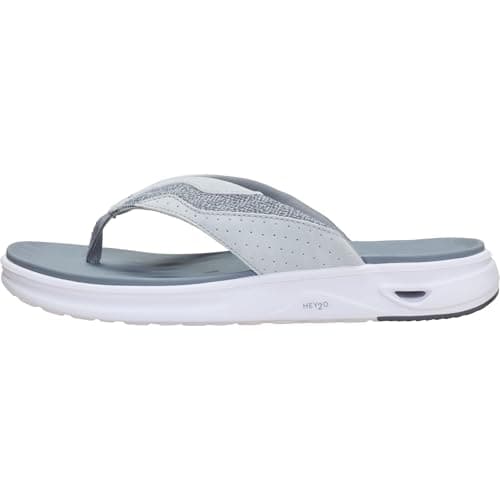 HEYDUDE Men's Hey2O Flip Flop Mesh Sandal, White/Grey Size 11 | Water Friendly Flip Flops with Drainage Outsole and Quick Dry Upper