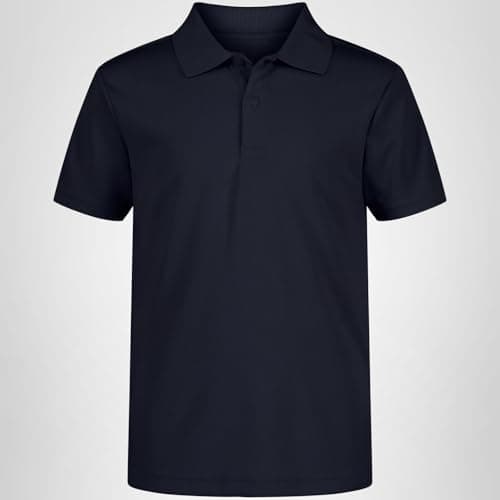 Nautica Boys' School Uniform Short Sleeve Polo Shirt, Button Closure, Moisture Wicking Performance Material, Navy, 18-20 — view 2