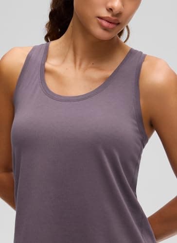 CRZ YOGA Womens Pima Cotton Racerback Workout Tank Tops Lightweight Loose Sleeveless Tops Athletic Gym Shirts Purple Gray Large — view 3