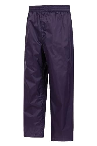 Mountain Warehouse Pakka Kids Waterproof Rain Pants - Splash Pants, Overtrousers, Boys & Girls Purple Kids 9-10 Yrs (128-140 cm) — view 4
