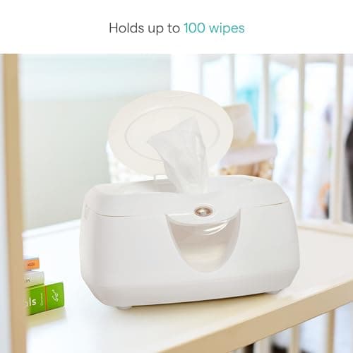 Munchkin Warm Glow Baby Wipe Warmer with Nightlight, Baby Wipes Warmer Dispenser for Newborn Diaper Changes, Holds 100 Wipes, White — view 3