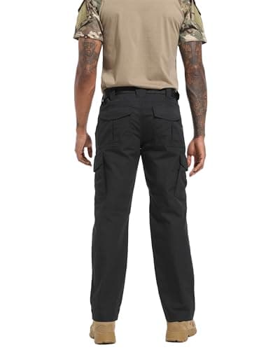 Rapoo Cargo Pants for Men Water Resistant Hiking Work Tactical Military Army Casual Pants for Men Many Pockets Mens Ripstop Lightweight Construction Carpenter Pants Black 30Wx32L — view 2