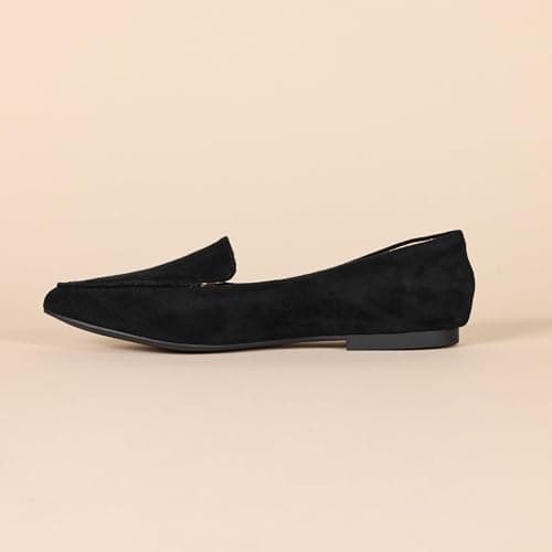 Amazon Essentials Women's Loafer Flat, Black Faux Leather, 12 — view 2