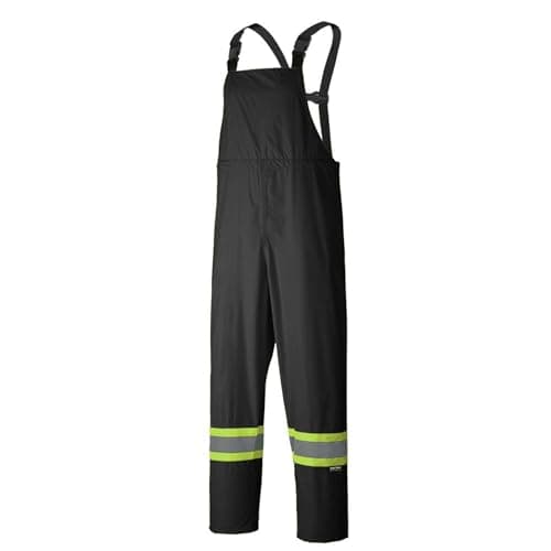 Pioneer Hi Vis Waterproof Lightweight Rainsuit - Work Safety Hooded Jacket and Bib Pants - Adjustable Pant Length - Black — view 10