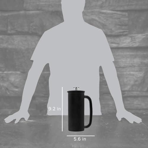 ESPRO Pro P7 French Press Stainless Steel 304 – Patented Double Walled Micro-Filter Insulated French Press Coffee Maker, Grit-Free Brew - Heat Resistant BPA Free - Matte Black - 18oz