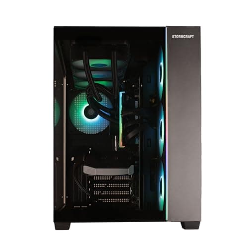 STORMCRAFT Falcon AI Gaming Desktop Computer AMD Ryzen 7 7800X3D, RX 9070 XT 16G, 32GB DDR5 6000MHz, 1TB NVMe SSD, 850W PSU 360mm AIO, ARGB Fans, USB-C, Bluetooth, Wi-Fi VR Ready PC Game Design Office — view 7