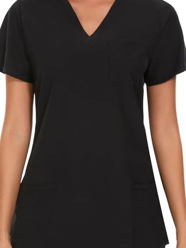 COZYFIT Scrubs for Women Set - Stretch V-Neck Scrub Top & Jogger Pant with 10 Pockets, Yoga Waistband, Anti Wrinkle, Slim Fit Women Scrubs - Black, M — view 4
