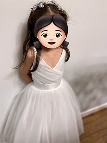 Glamulice Lace Flower Girl Dress White First Communion Kids Birthday Ball Gown Junior Bridesmaid Tulle Maxi V Neck Spaghetti Straps Long A Line Pageant Wedding Party Dresses 11-12 School Program Gown