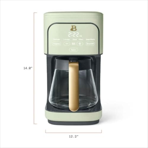 B - 12-Cup Programmable Coffee Maker with Touch Controls, Auto Brew Timer, Reusable Filter, Large Glass Carafe, Countertop Coffee Machine (Sage Green) — view 8