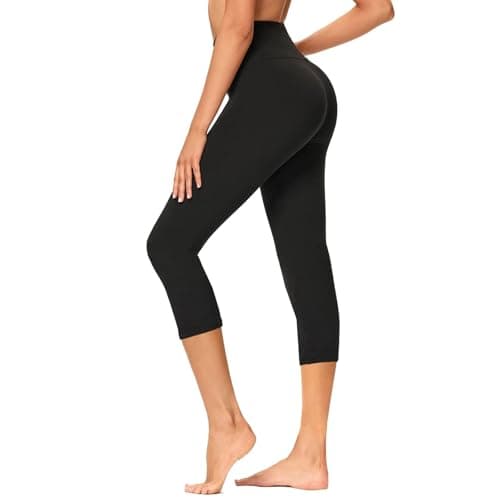 GAYHAY High Waisted Capri Leggings for Women - Soft Slim Yoga Pants for Running Cycling Workout Black