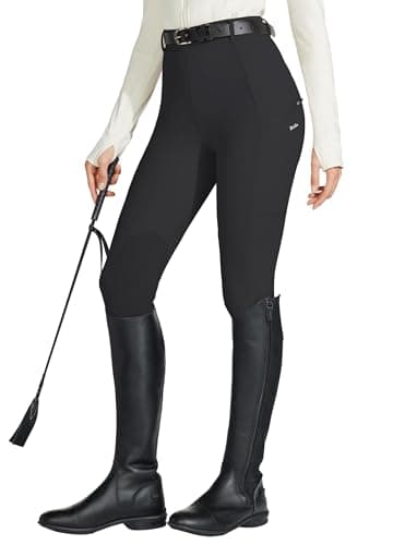 WILLIT Women's Horse Riding Pants Knee-Patch Equestrian Breeches Horseback Schooling Tights Zipper Pockets Black S
