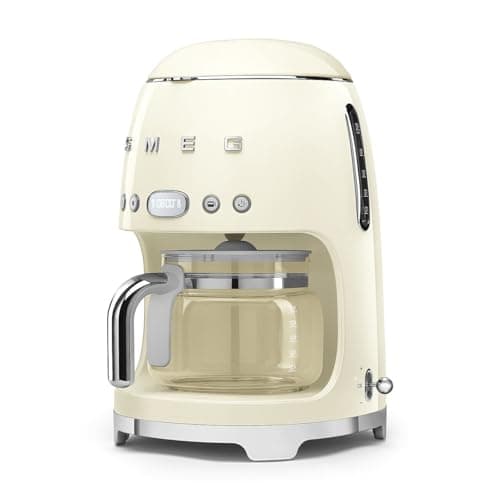 Smeg 50's Retro Style Aesthetic Drip Coffee Machine with 10 Cup Glass Carafe, Auto Start Feature, Keep Warm Plate, and Two Coffee Strength Settings (Cream) — view 4