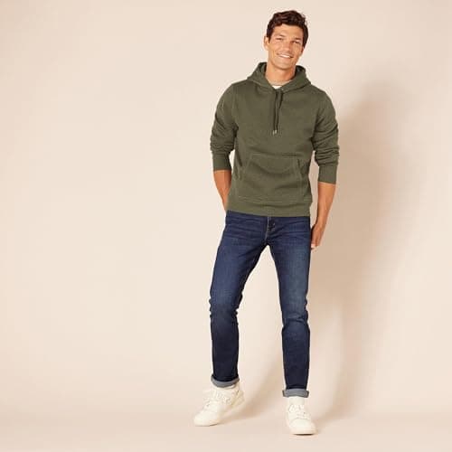 Amazon Essentials Men's Hooded Fleece Sweatshirt, Olive Heather, Small — view 3