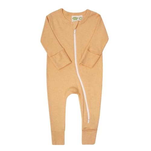 Parade Organic Snuggle Soft Melange '2-Way' Zipper Romper Honey Melange 6-12M with mitts