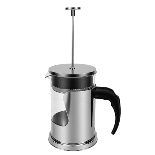 Qcwwy French Press Coffee Maker, Stainless Steel Plastic Free Coffee Press, 800ml Borosilicate Glass with 4 Layer Filter for Tea, Home Kitchen Office Camping Travel (Woven 800ml) — view 2