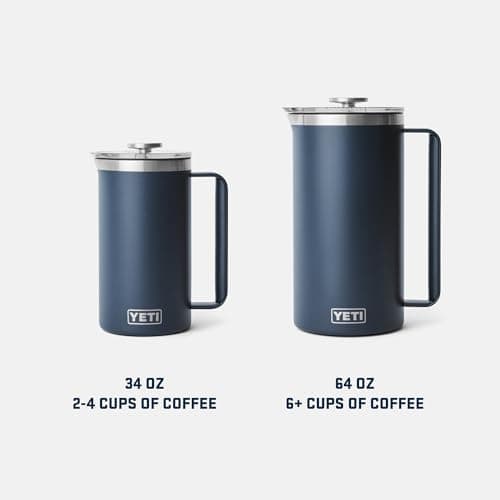 YETI Rambler 34 oz. French Press Coffee Maker, with GroundsControl Filter, Navy — view 3