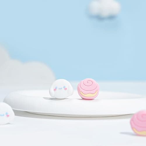 Kuitmor Thumb Grip Caps Compatible with Nintendo Switch 2, Silicone Joystick Grip Caps for Switch 2025, 4pcs, Cute Dog Style, Pink & White — view 4