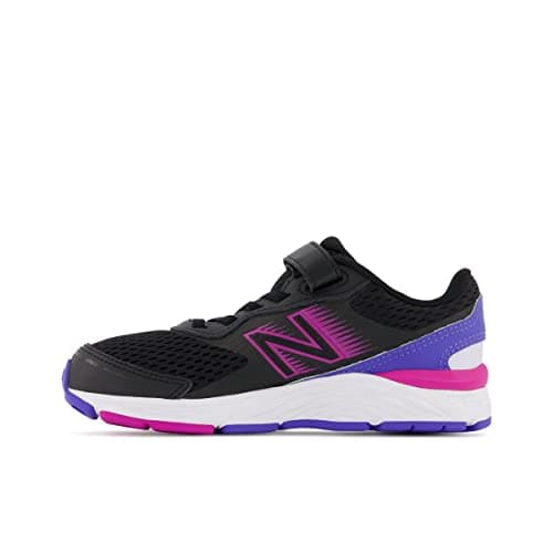 New Balance Kid's 680 V6 Hook and Loop Running Shoe, Black/Magenta Pop/Aura, 5.5 Toddler — view 2