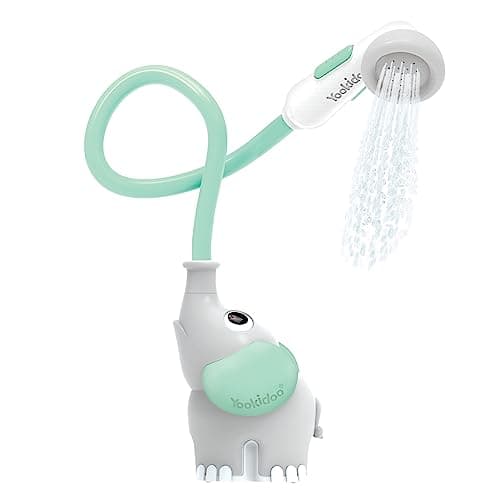 Yookidoo Baby Bath Shower Head - Elephant Water Pump and Trunk Spout Sprayer - One Handed Flow Control for Newborn Babies in Tub Or Sink (Turquoise)