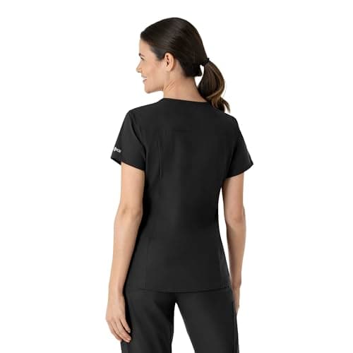 Carhartt Scrubs C12113 Women's Force® Modern Fit V-Neck Top, Black, Small — view 2