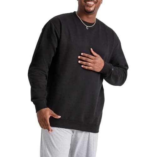 Champion Men's Crewneck Fleece Sweatshirt, Standard Fit, Midweight, C Logo, Available in Regular and Big & Tall, Black - C Logo, 3X-Large — view 2