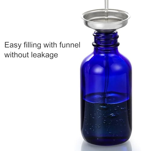 AOZITA 4 Pack, 2 oz Dropper Bottles with 1 Funnel & 4 Labels - 60ml Thick Dark Blue Glass Tincture Bottles with Eye Droppers - Leakproof Essential Oils Bottle for Health, Personal Care & Beauty — view 3