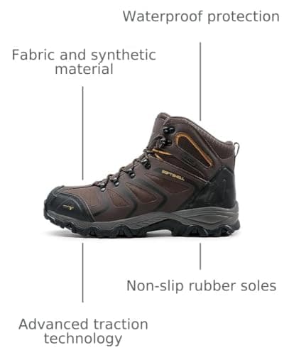 NORTIV 8 Men's Ankle High Waterproof Hiking Boots Outdoor Lightweight Shoes Trekking Trails Armadillo,Size 11,Brown/Black/Tan,160448_M — view 2