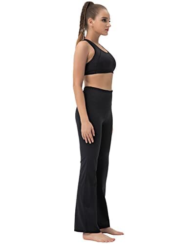 BUBBLELIME Women Basic Nylon Yoga Bootlegs Black M_35" Inseam — view 2