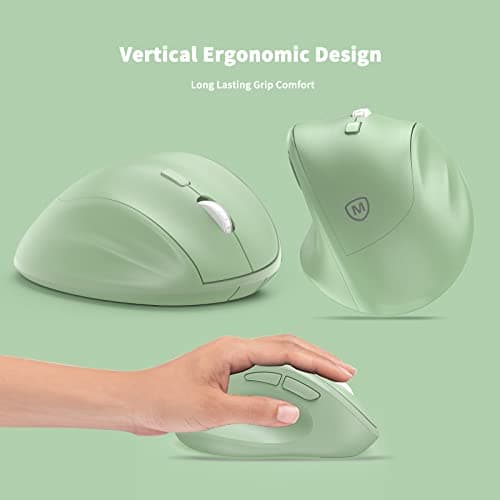 Ergonomic Wireless Mouse with USB Receiver for PC Computer, Laptop and Desktop, Ergo Vertical Mouse with Silent Clicks Long Battery Life, Up to 1600 DPI & 1 AA Battery Powered, Green — view 4